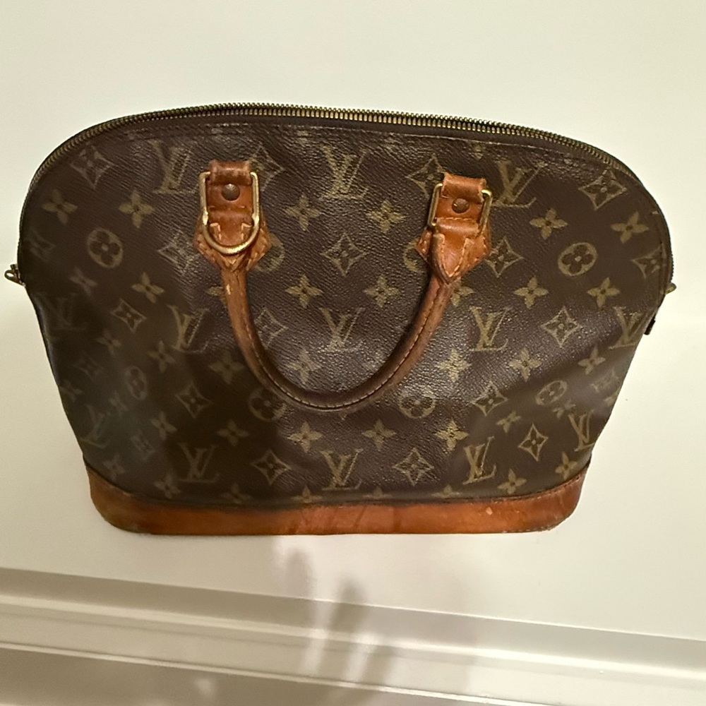Louis Vuitton Brown Monogram Satchel with Tan Leather Trim